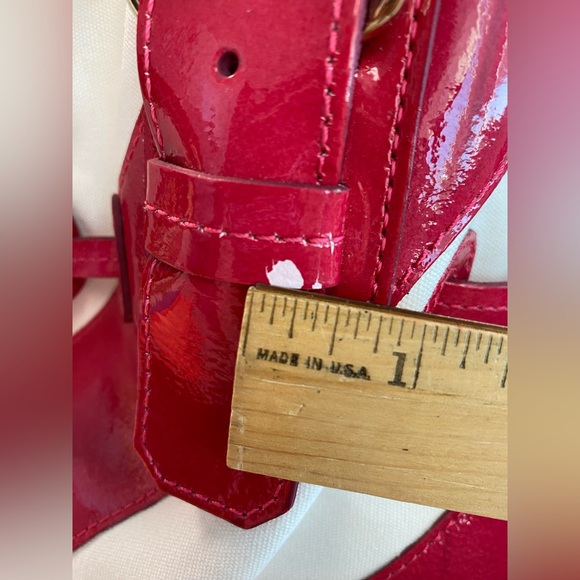 Dooney & Bourke Glossy Dark Pink Patent Leather & Canvas Stripe Tote Bag - Picture 13 of 13
